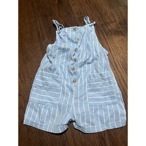 Billabong Kids Blue White Stripe vacation romper Button Front girls Size S/P